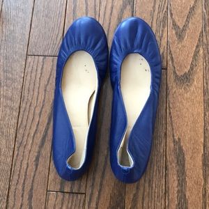 J crew leather blue ballet flats